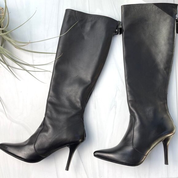 Stuart Weitzman Shoes - Stuart Weitzman Sohot Pointed Toe Tall Leather Boots Black Size 11.5